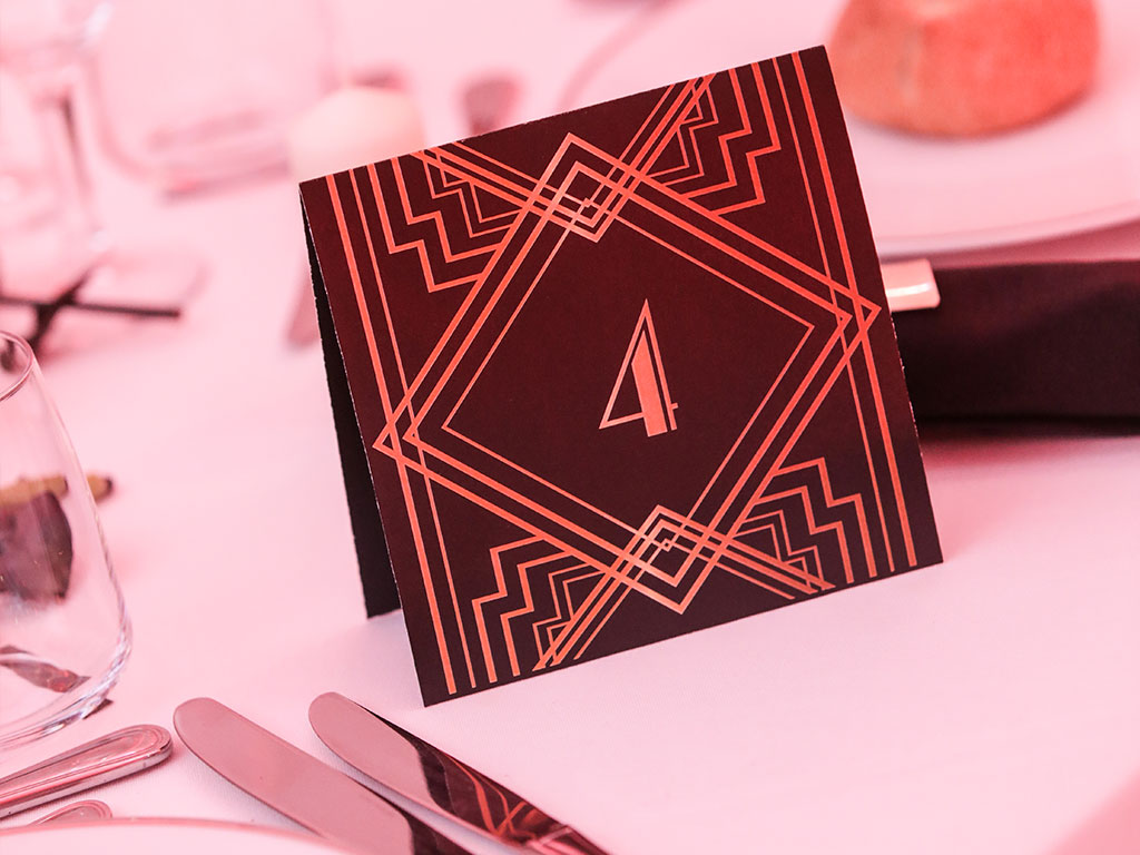 Numéro de table de mariage thème "Gatsby"