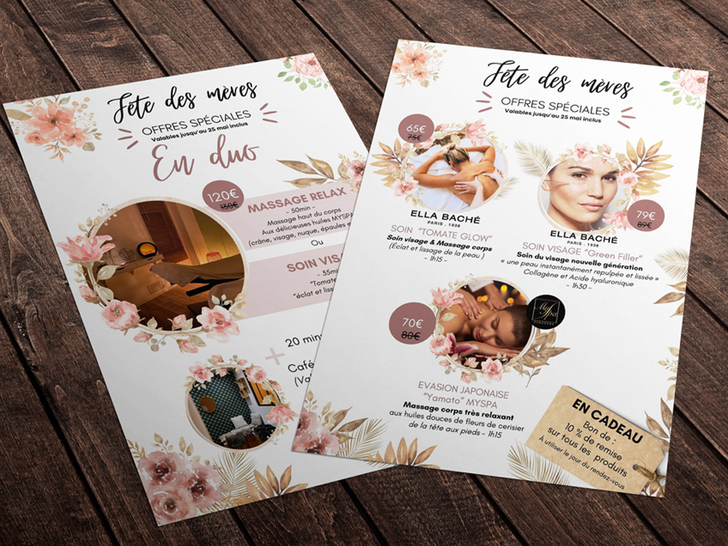 Affiche Fête des mères pour un Institut de beauté, l'Institut de Julie à Sacy le Grand