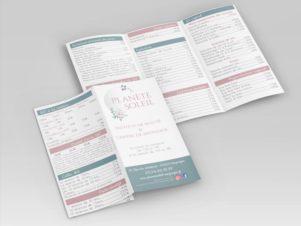 Plaquette de prix pour un Institut de Beauté