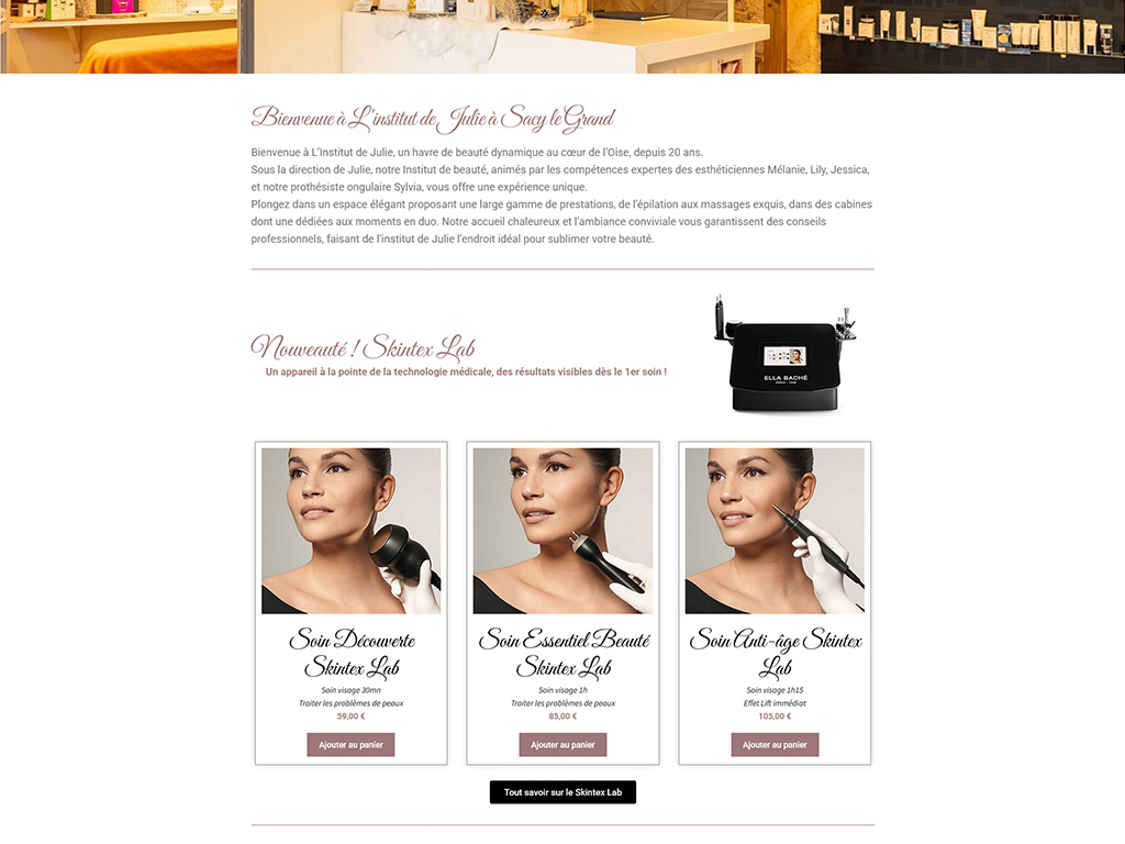 Site Internet Institut de Beauté, l'Institut de Julie à Sacy le Grand